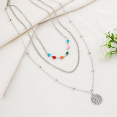 Silver Heart Layered Chain