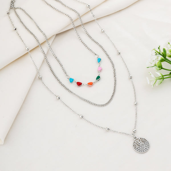 Silver Heart Layered Chain
