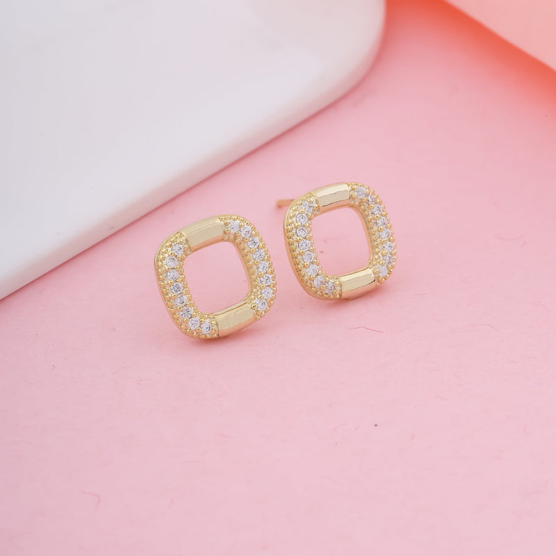Diamond Square Stud Earrings