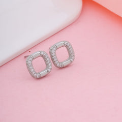 Diamond Square Stud Earrings