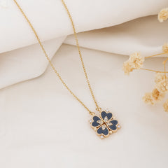 Black Onyx Four-Leaf Clover Necklace