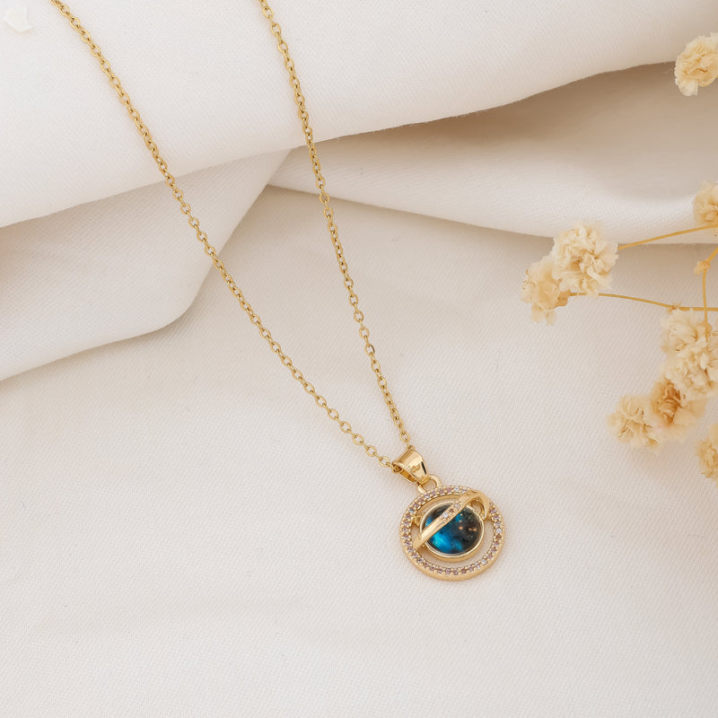 Gold-Plated Planet Pendant Necklace