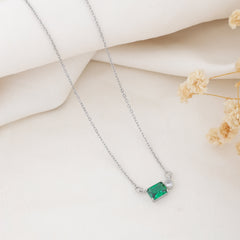 Emerald Elegance Silver Necklace