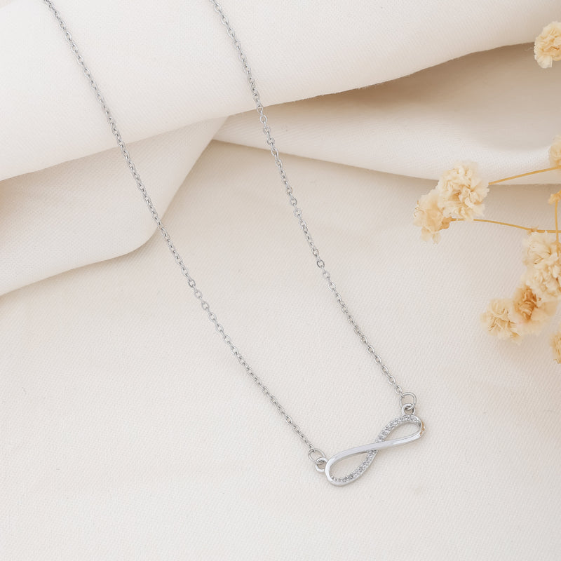 Infinity Diamond Silver Necklace