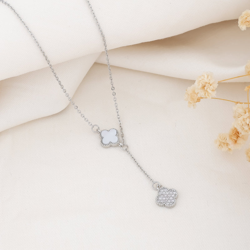 Onyx and Diamond Drop Necklace