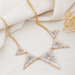 White Triangle Gold Necklace