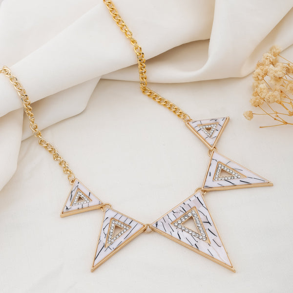 White Triangle Gold Necklace