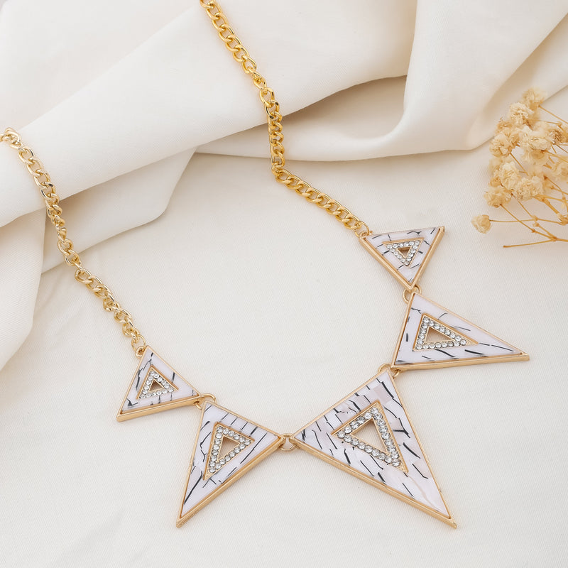 White Triangle Gold Necklace