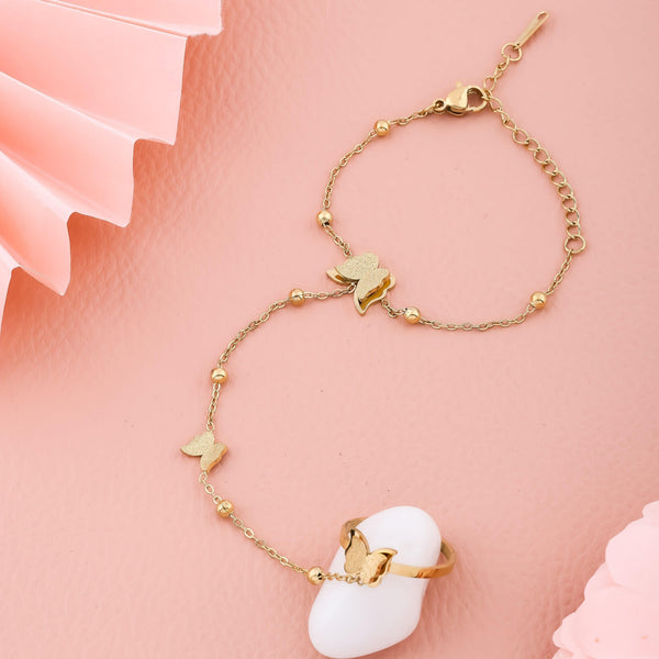 Butterfly Kiss Hand Bracelet With Ring