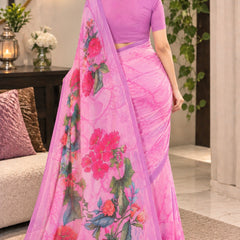 Light Pink and Lavender Tie-Dye Printed Saree