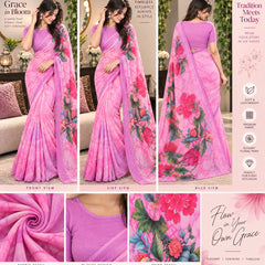 Light Pink and Lavender Tie-Dye Printed Saree