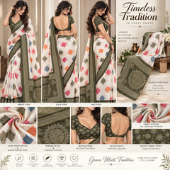 Off-White Cotton Silk Saree