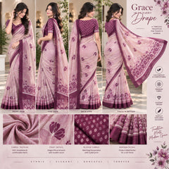 Soft Pastel Pink Printed Cotton Saree