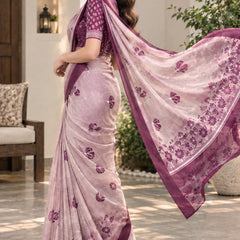 Soft Pastel Pink Printed Cotton Saree