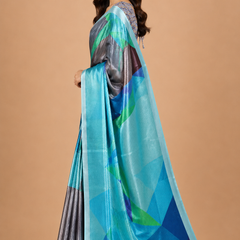 Blush Brown Digital Print Silk Blend Saree