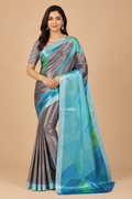 Blush Brown Digital Print Silk Blend Saree