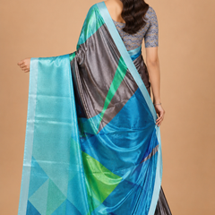 Blush Brown Digital Print Silk Blend Saree