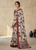 Elegant Abstract Print Chiffon Silk Saree