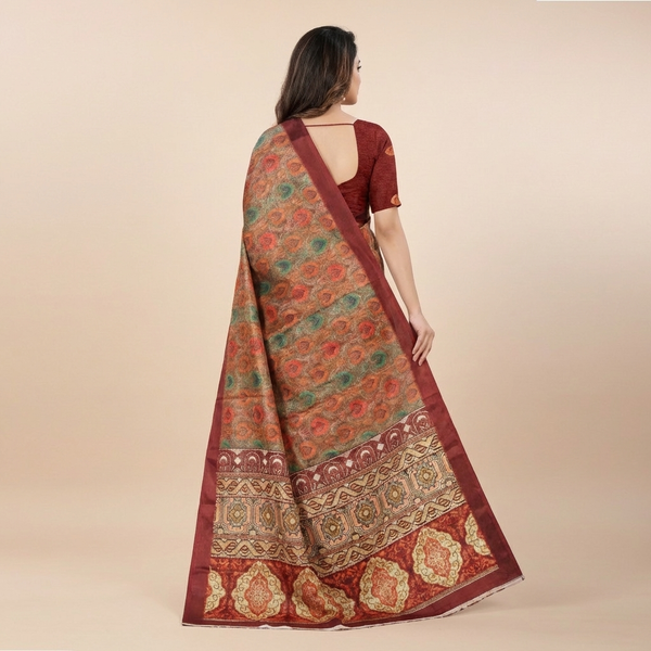 Heritage Maroon & Gold Chiffon Silk Saree
