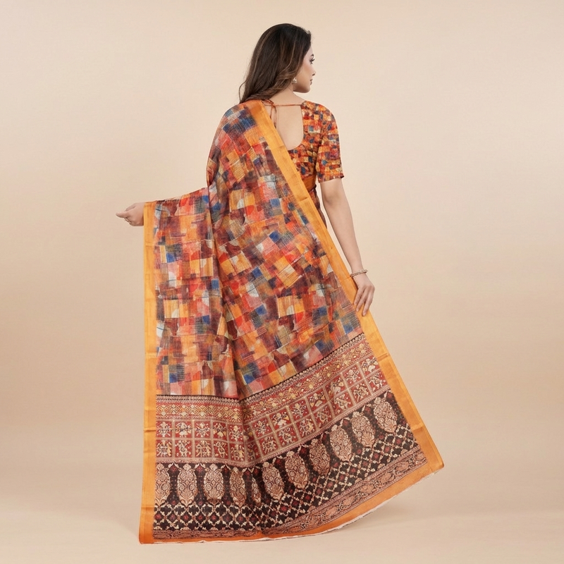 Sunset mosaic saree