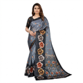 Charcoal Bloom Chiffon Silk Saree