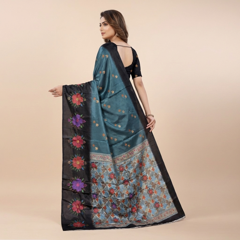 Teal Silk Saree