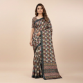 Grey Mosaic Mesh Chiffon Silk Saree